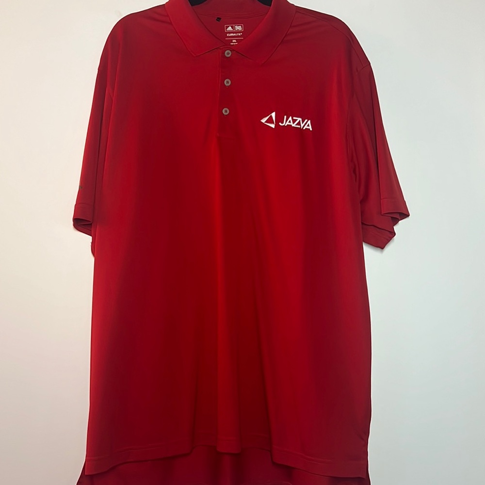 Adidas Men’s Red Polo Shirt Embroidered with Jazva (Software Company) Size XXL